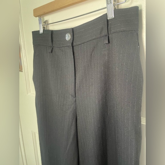 Maje Black Pinstripe Wool blend Trousers- Size 38 (6) - Picture 3 of 11